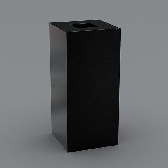 Stylish Black Square Trash Can 3D model