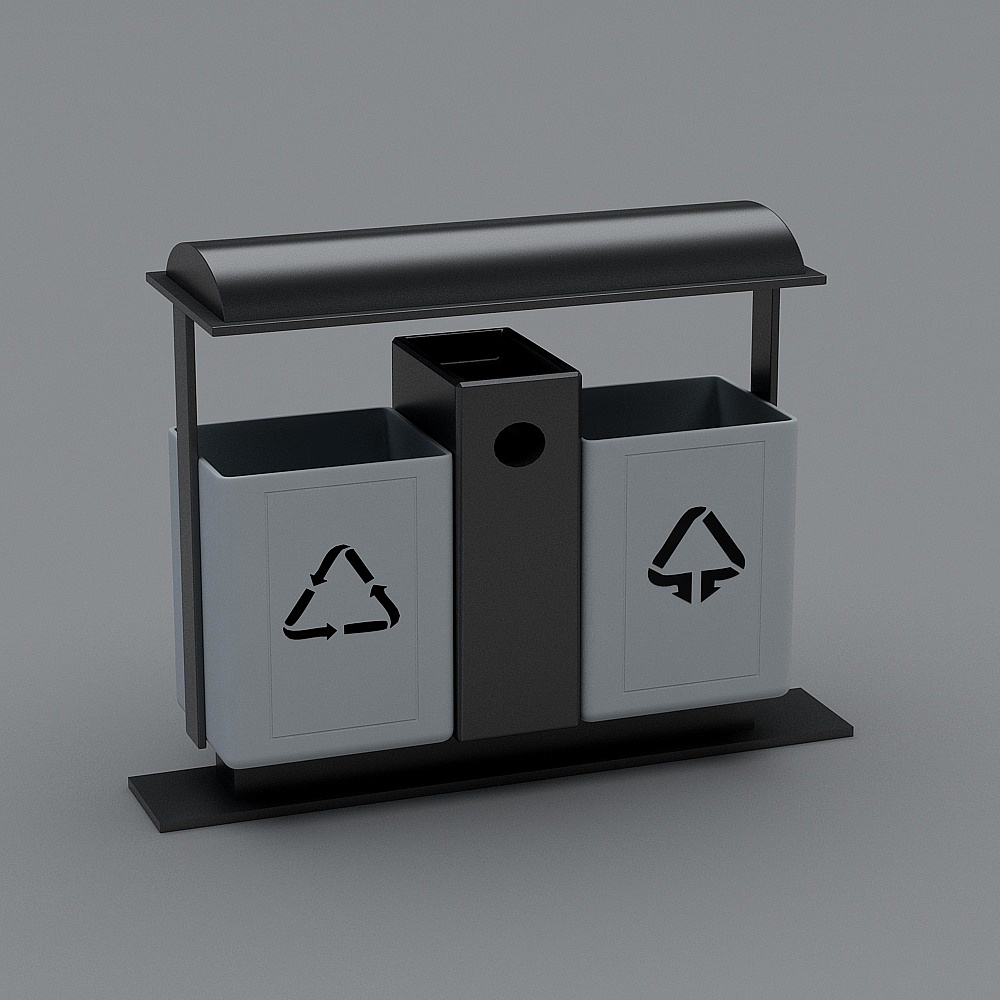 Urban Trash Station Low-Poly 3D model