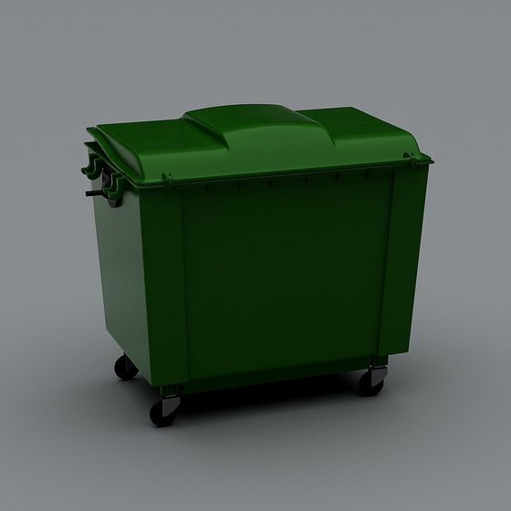 Stylish Green Trash Bin 3D model for Urban Landscapes