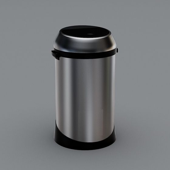 Sleek Stainless Steel Trash Can 3D model