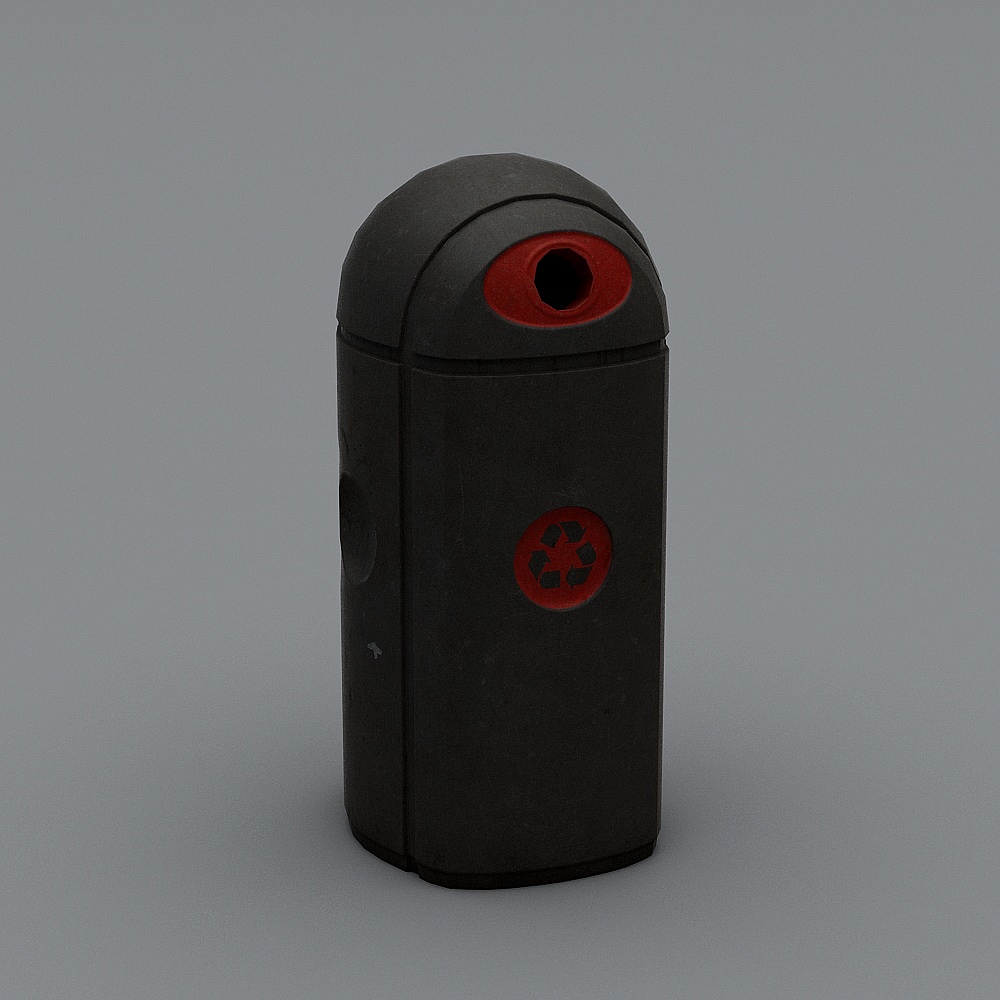 Stylish Low-Poly Trash Bin 3D Model for Urban Landscapes