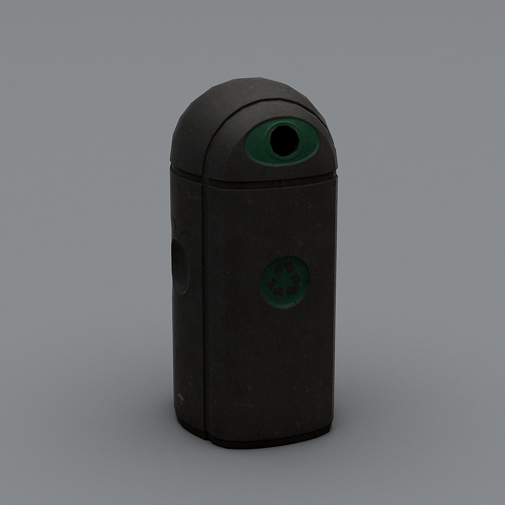 Stylish Low-Poly Trash Bin 3D model