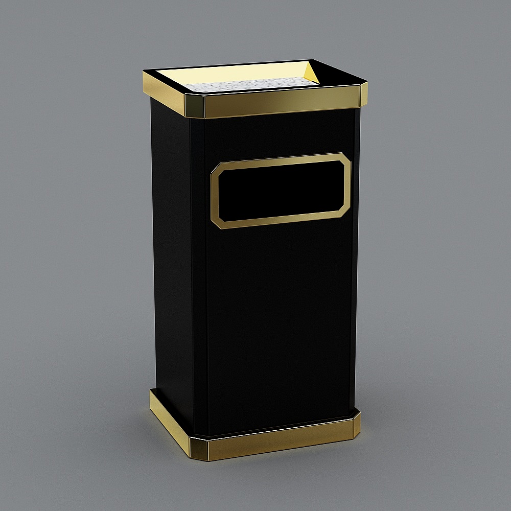 Modern metal trash can (square)-3
