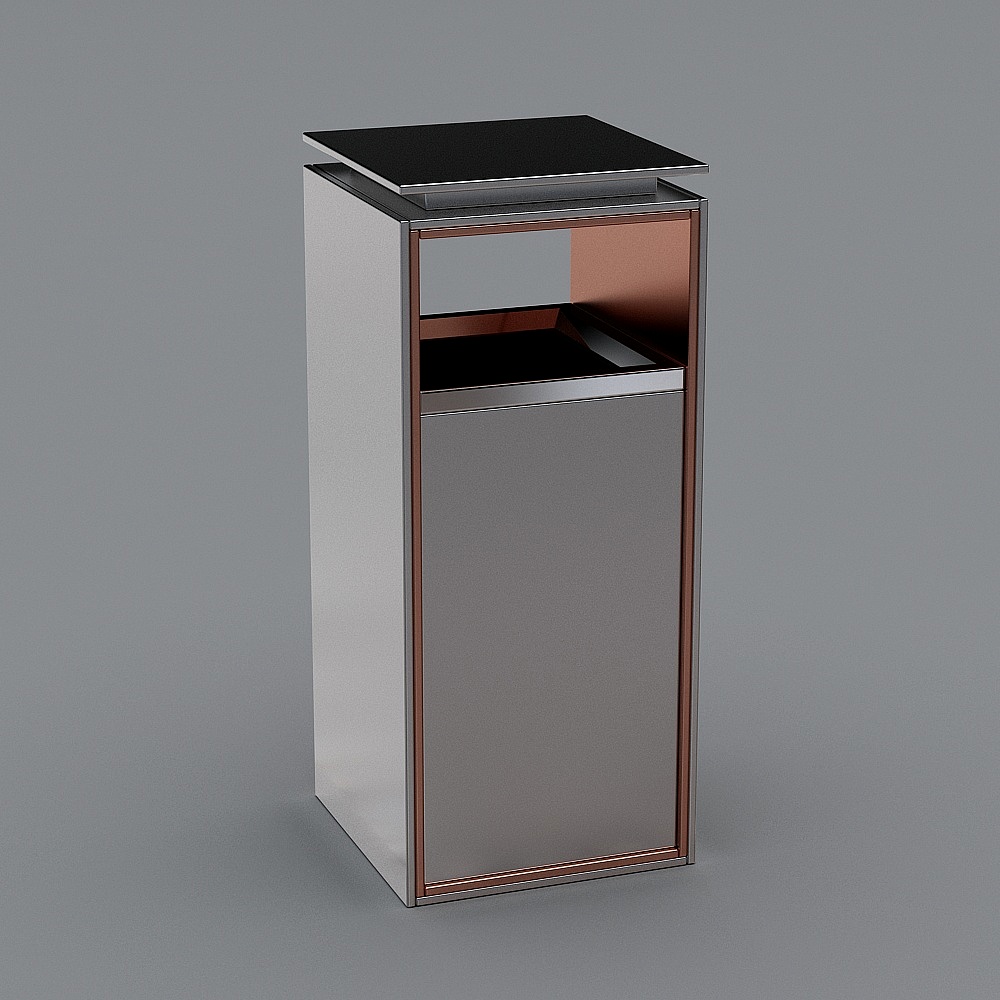 Urban Corner Trash Bin 3D model