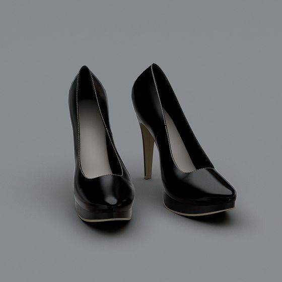 Classic Black High Heels 3D model