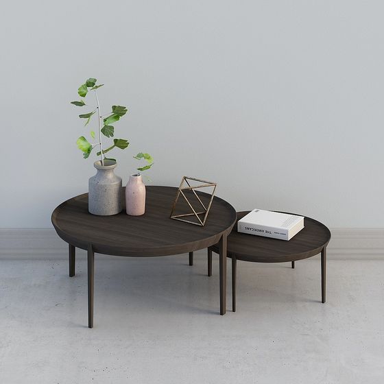 Stylish Round Table Set 3D model for Modern Aesthetics