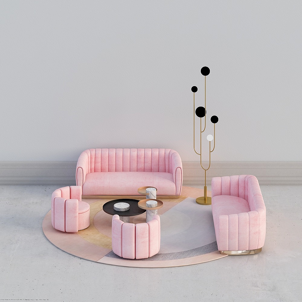 Combinazione divano e tavolino per negozio di gioielli Scandi