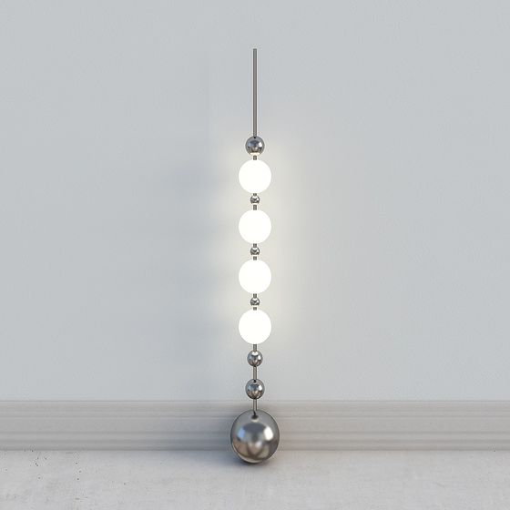 Elegant Low-Poly 3D Model of Suspended Metal and Glass Balls