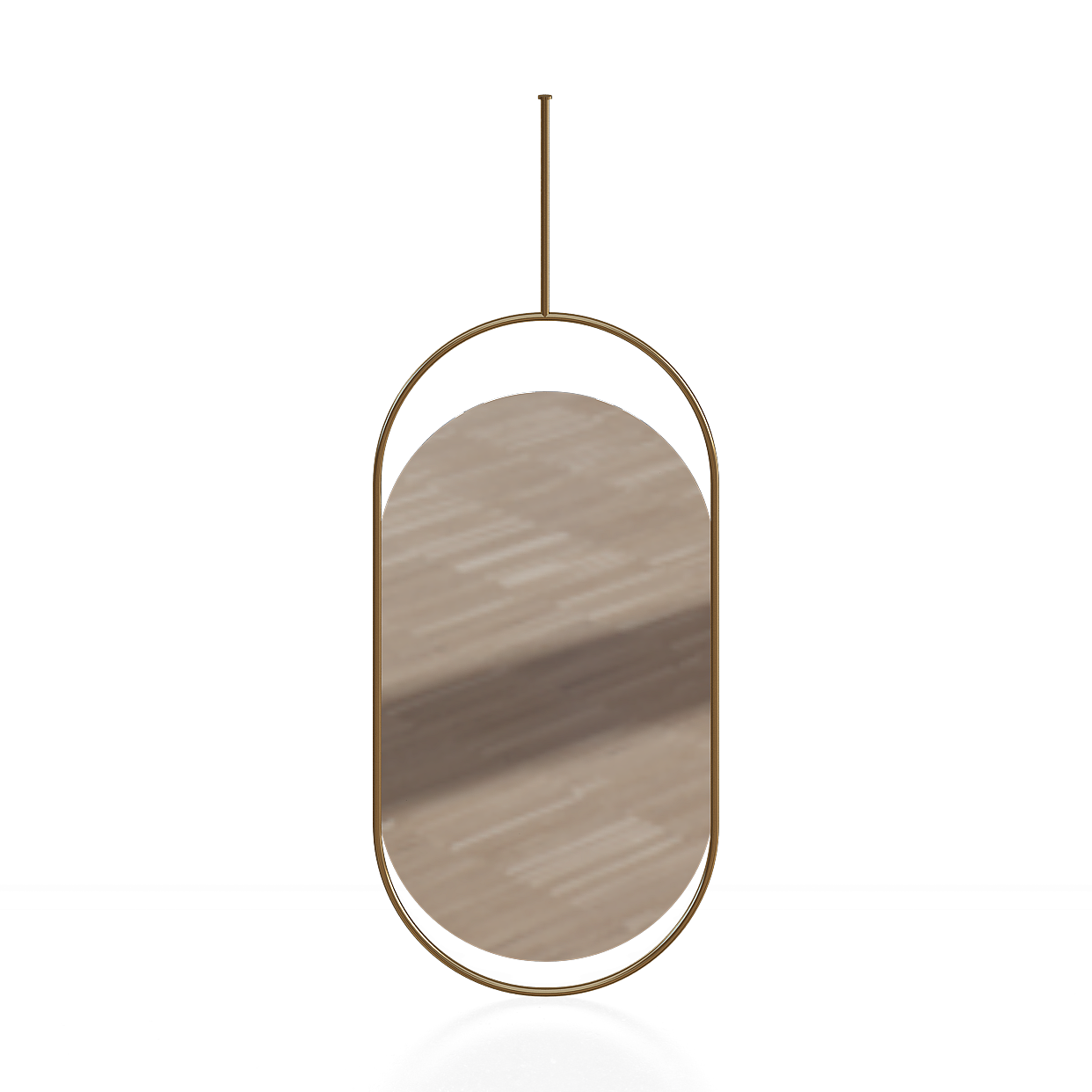 Elegant Oval Mirror 3D Model – Gold Frame with Wood Surface