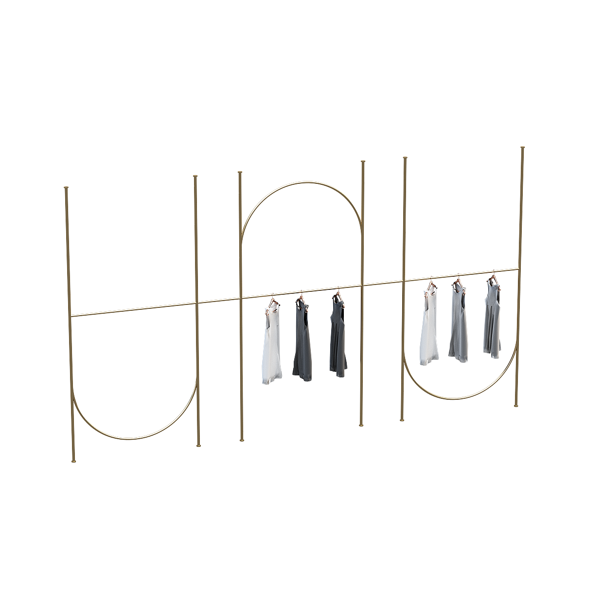 Urban Display Rack 3D Model – Gold Metal Minimalist Design