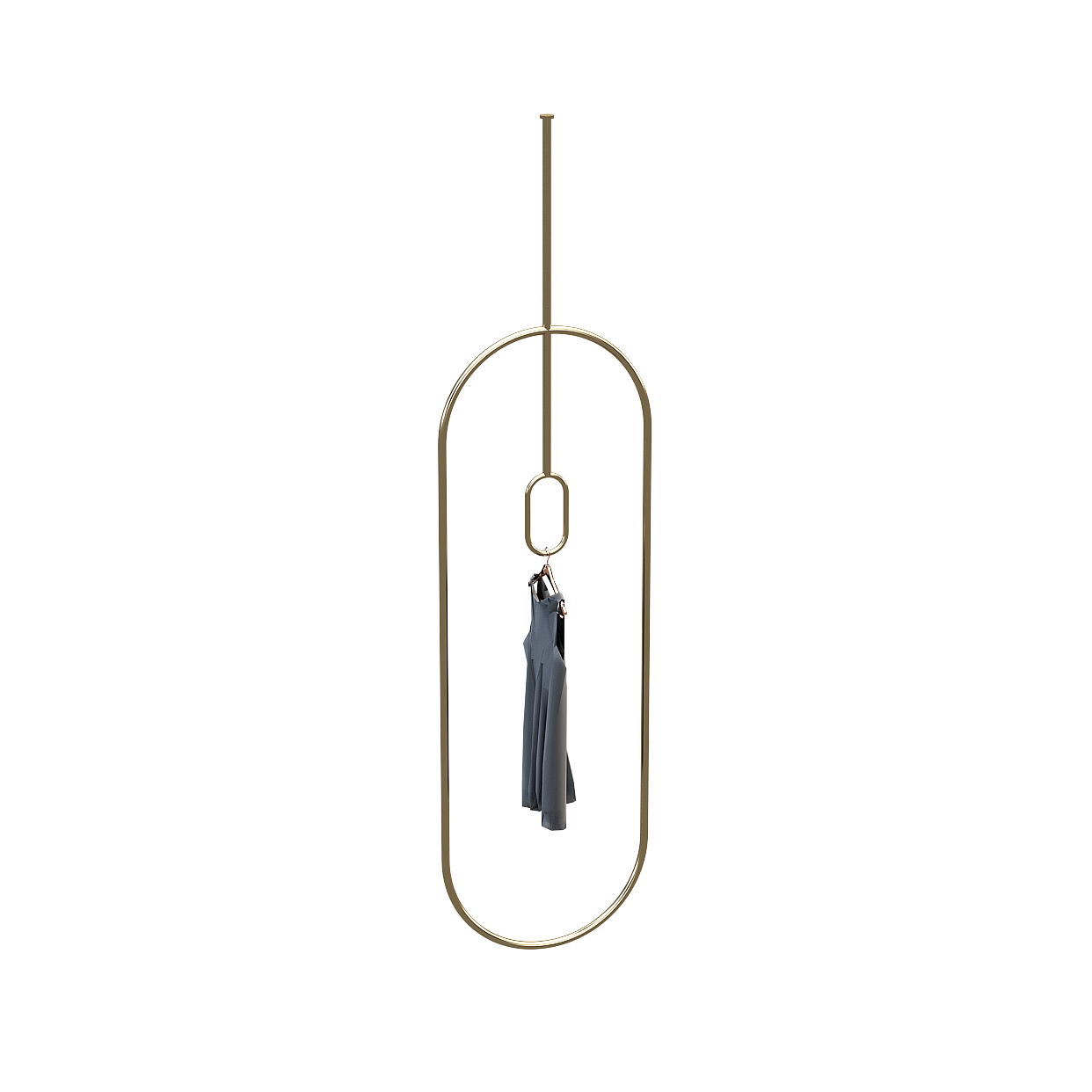 Suspended Art Rack 3D Model – Minimalist Gold and Leather