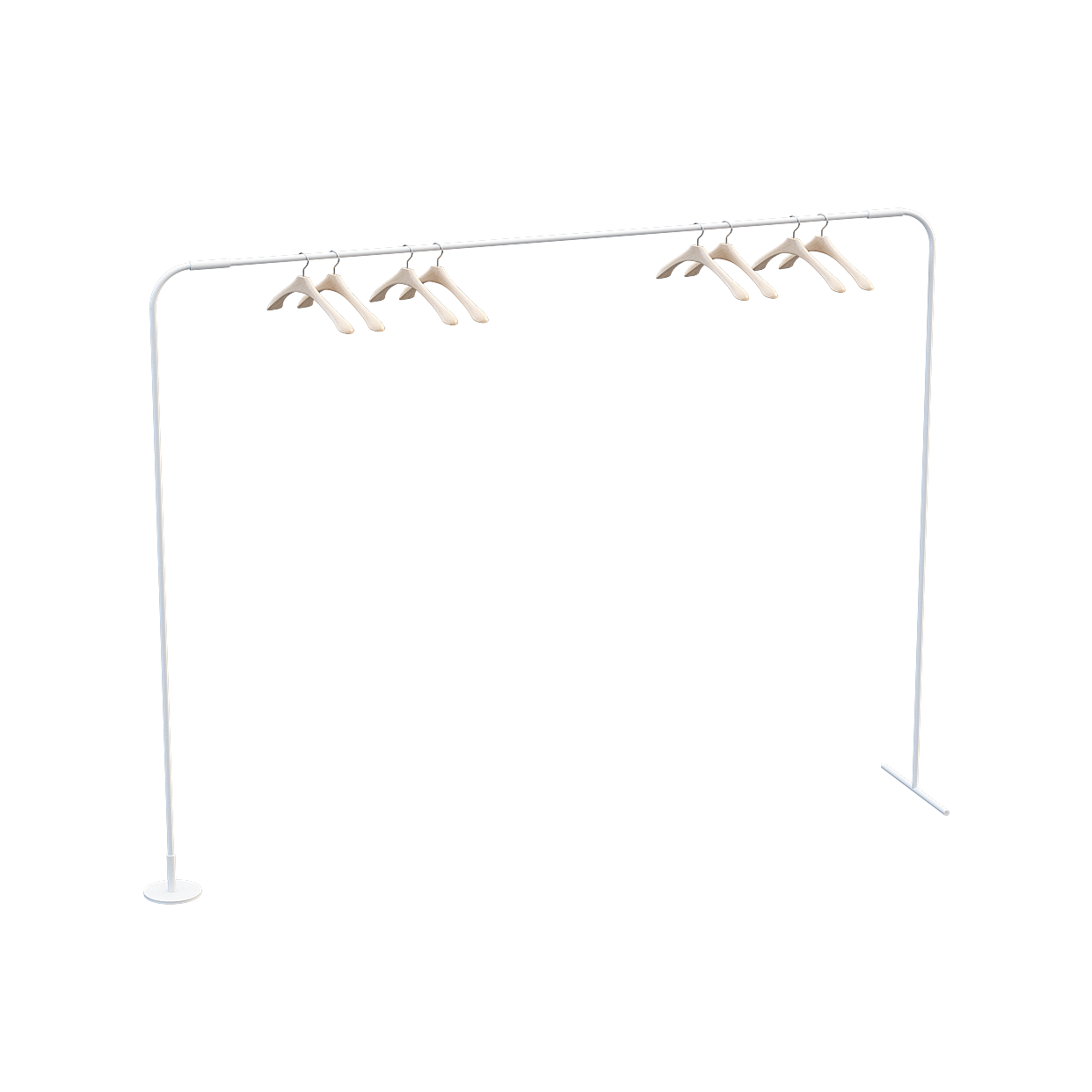 Minimalist Coat Hanger 3D Model – White Metal & Wood