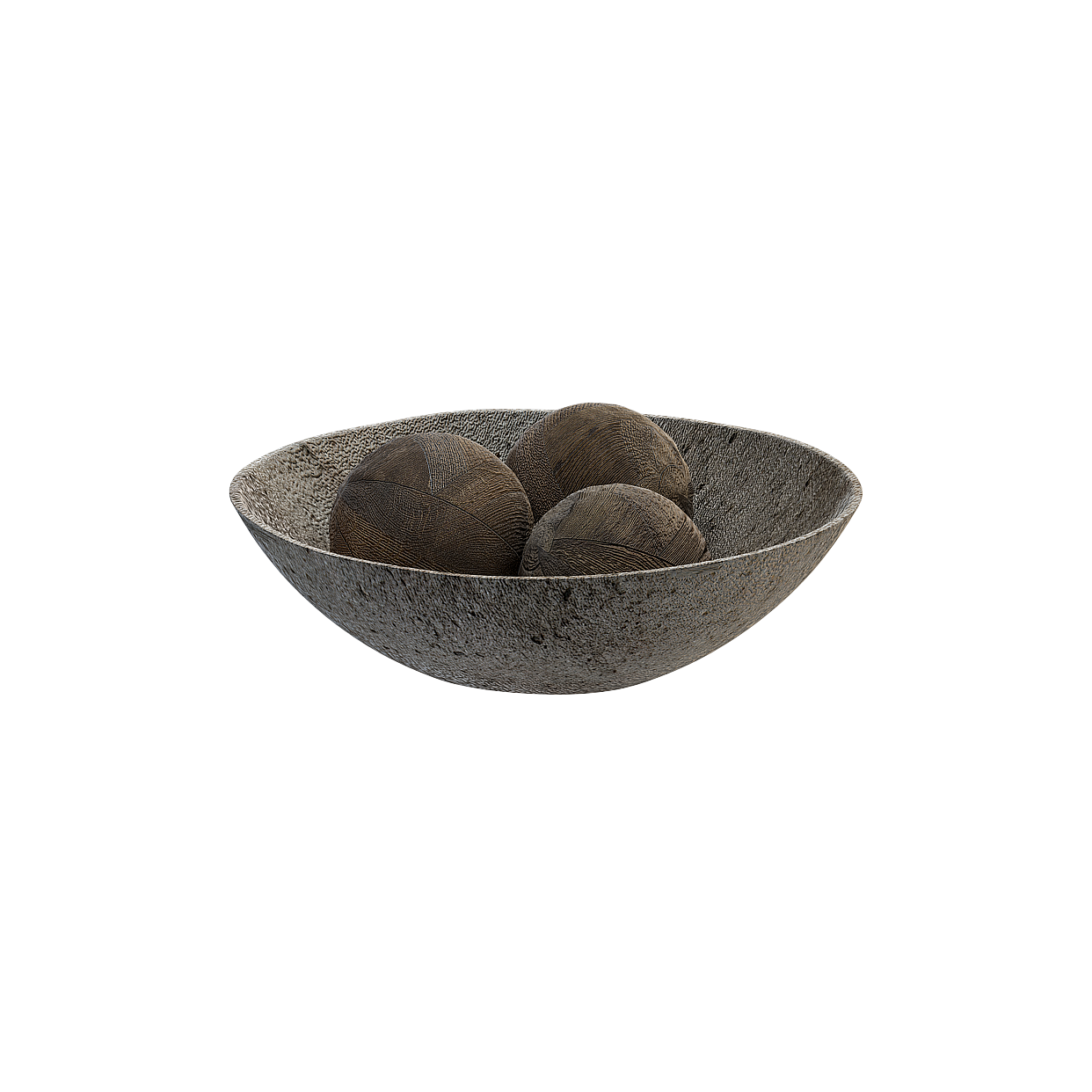 Stone Fruit Bowl 3D Model – Textured Vintage Design