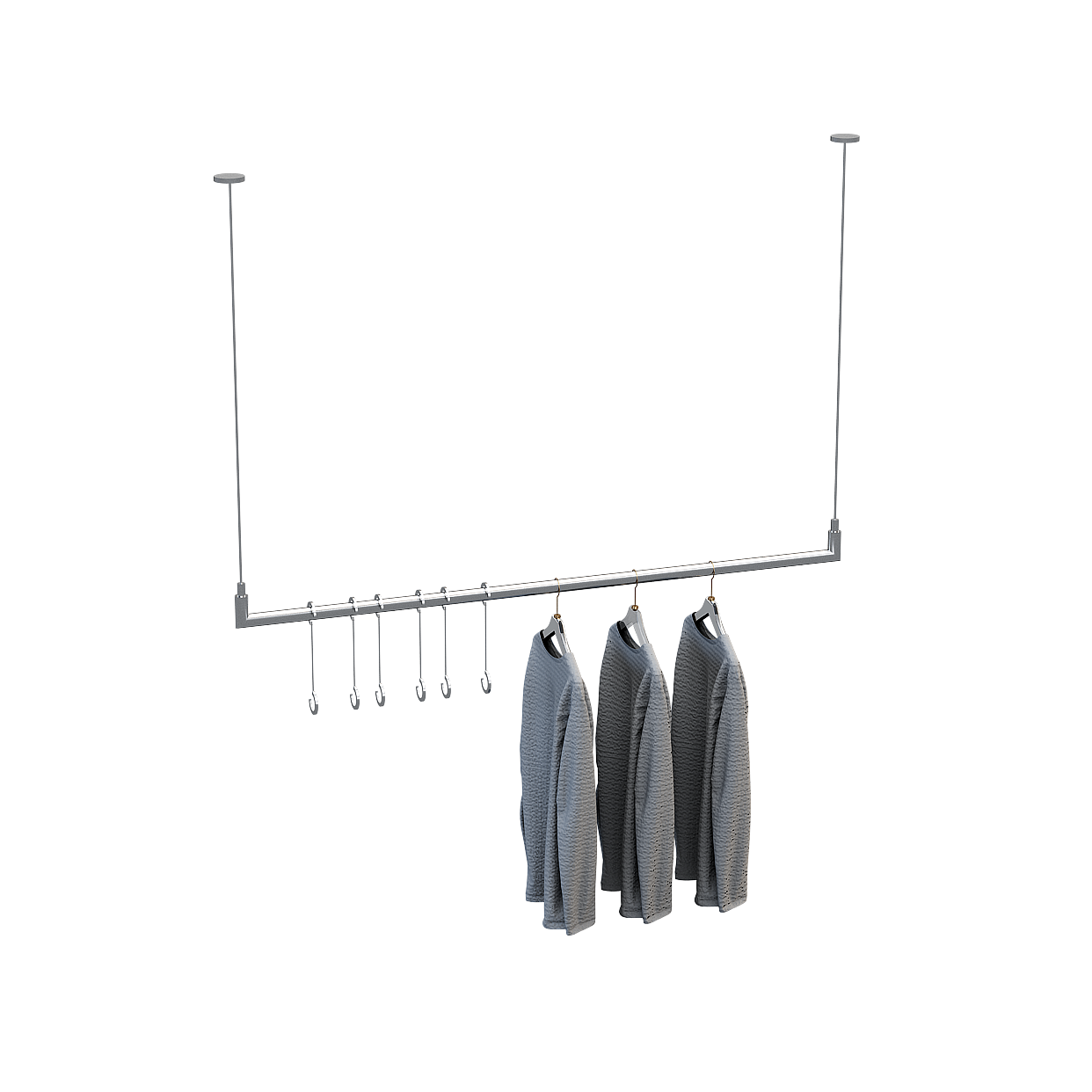Minimalist Hanging Clothes Rack 3D Model – Sleek Metal Design