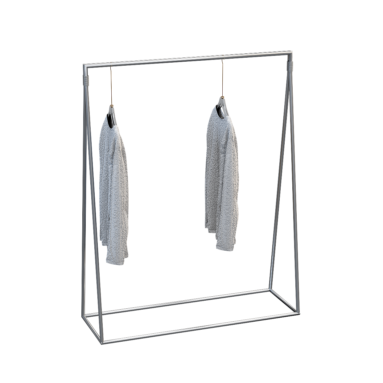 Elegant Minimalist Clothing Rack 3D Model – Polished Metal