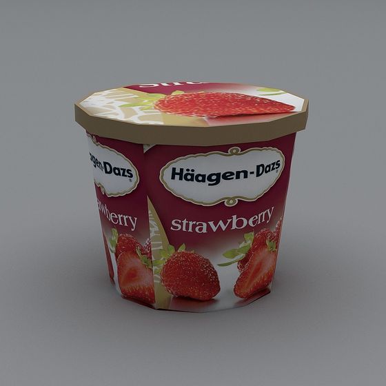 Realistic Häagen-Dazs Strawberry Ice Cream Cup 3D model