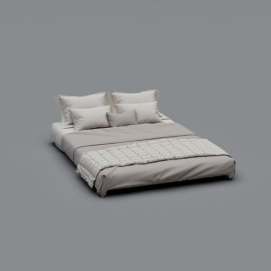 Elegant Modern Minimalist Bed 3D model
