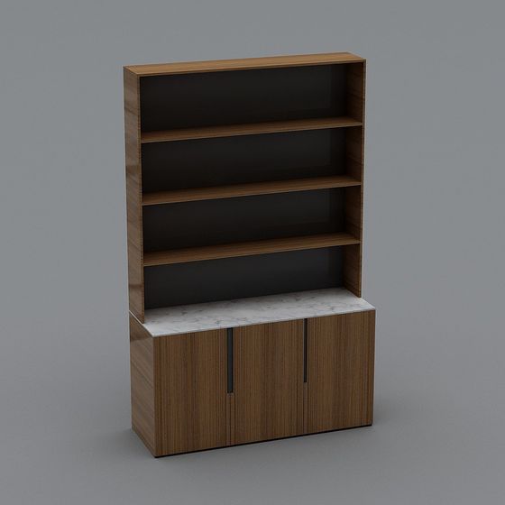 Elegant Low-Polygon Bookshelf 3D model