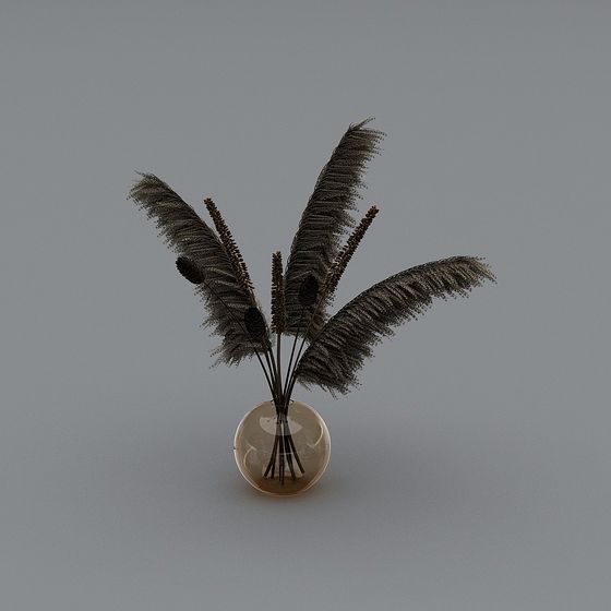 Glass Vase with Feathers 3D model
