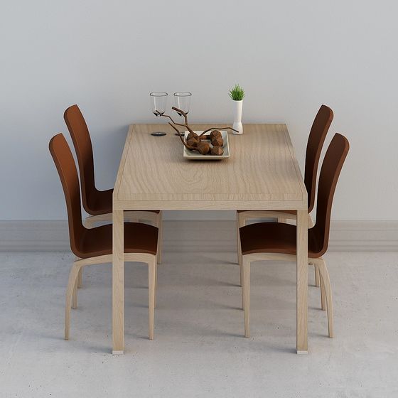 Modern Minimalist Dining Table and Chairs 3D model