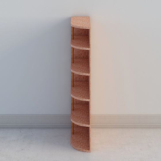 Curved Bookshelf 3D Model - Modern Aesthetic