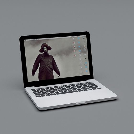 Realistic Laptop 3D Model in Dark Setting