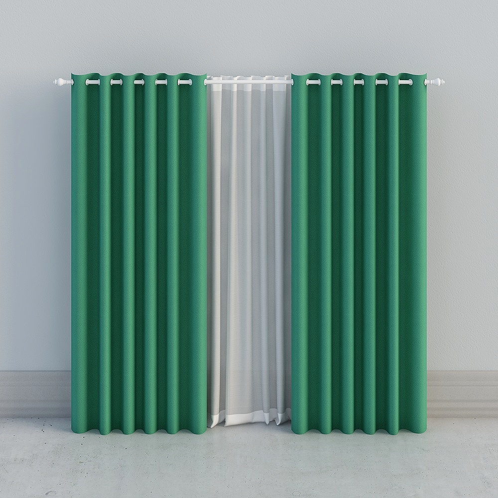 GAFUHOME- Spliced Nordic Simple Luxury Curtain - Teal Green