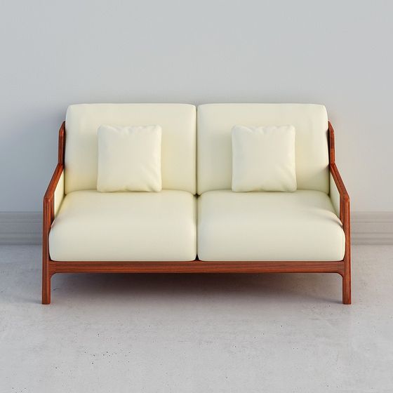 Elegant Low-Polygon Double Sofa 3D Model