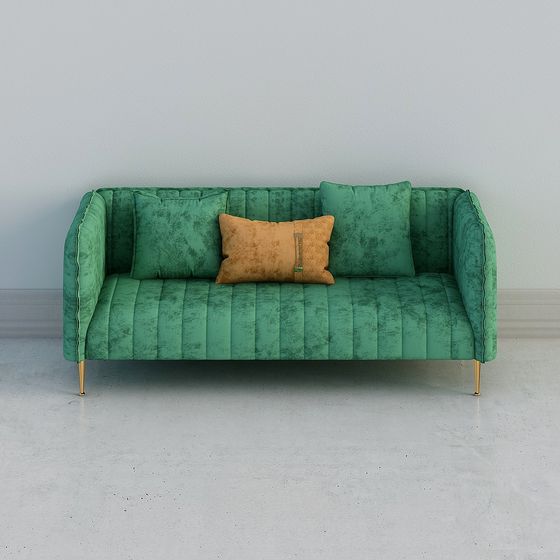 Luxurious Green Velvet Sofa 3D model