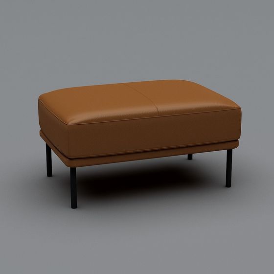 Leather Footstool 3D model for Modern Interiors