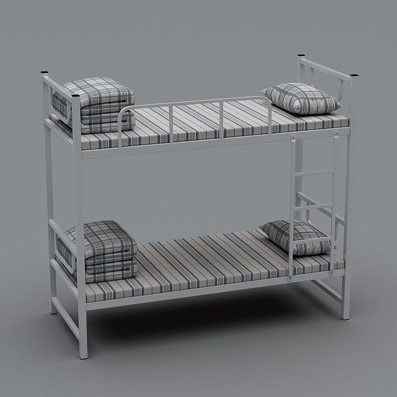 Modern Bunk Beds 3D Model for School Dormitory in Black