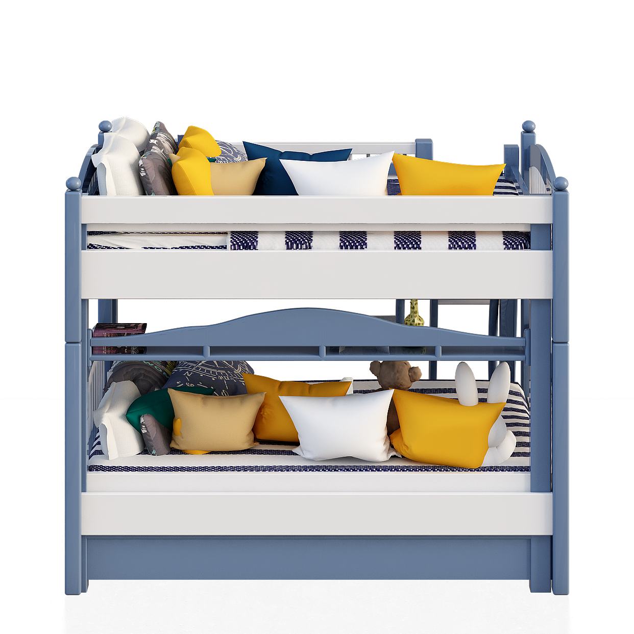 Cozy Bunk Bed 3D Model – Vibrant Blue Frame