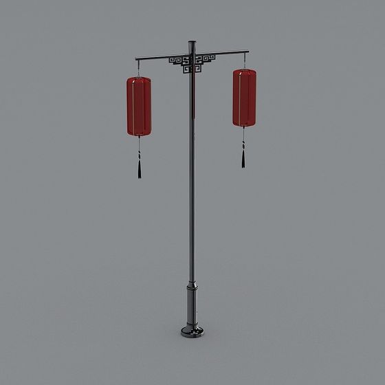 Oriental Aesthetic Red Lantern Column 3D model