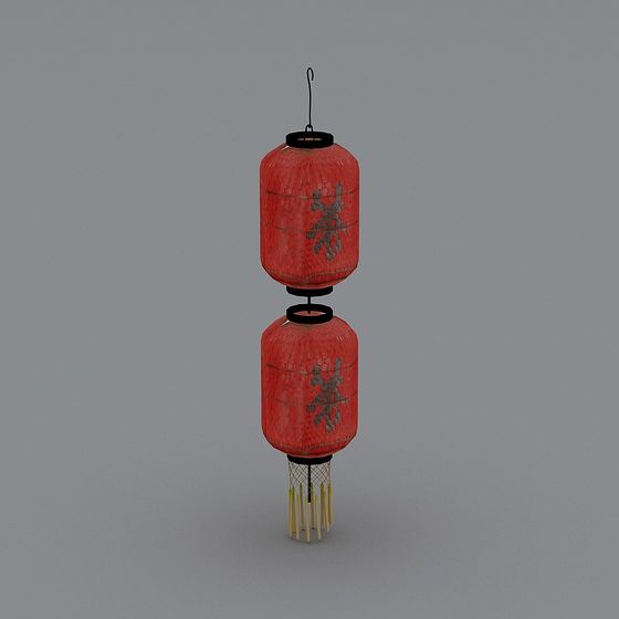 Elegant Red Lantern 3D model for Oriental Aesthetics