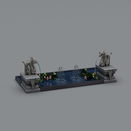 Dragon Fountain 3D Model for Tranquil Spaces