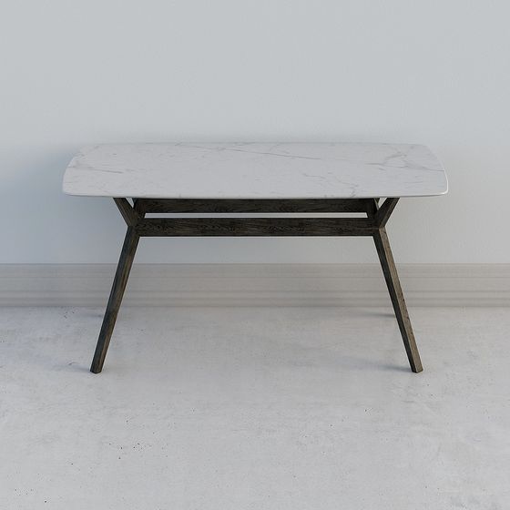 Marble Dining Table 3D Model – Elegant Wood & Marble