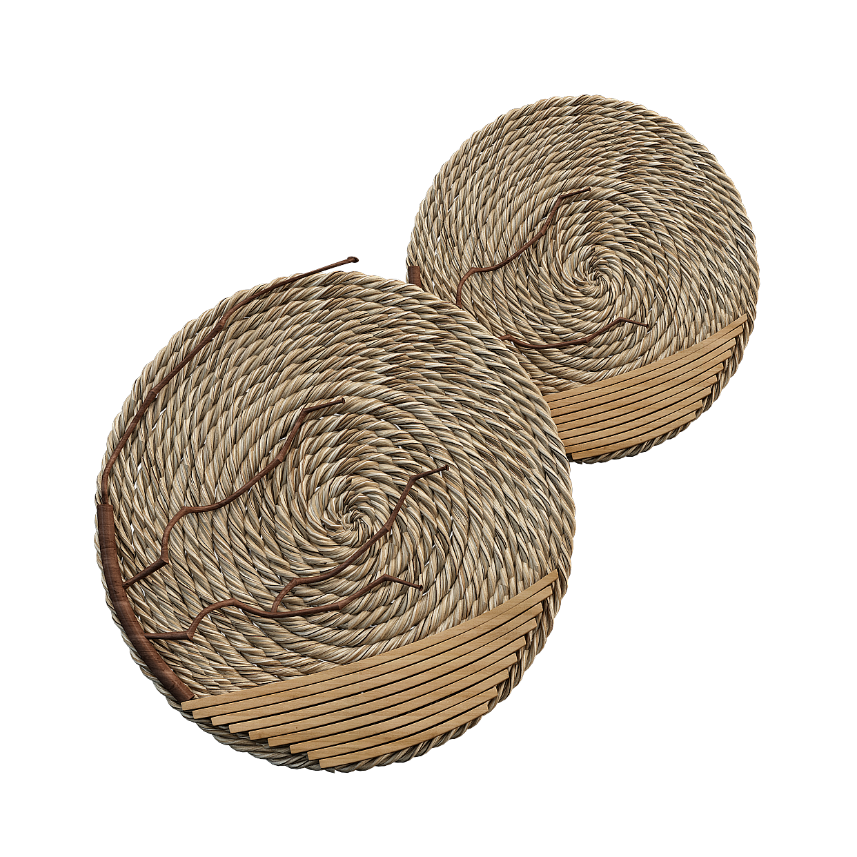 Handcrafted Woven Grass Basket 3D Model – Low-Poly Natural Texture