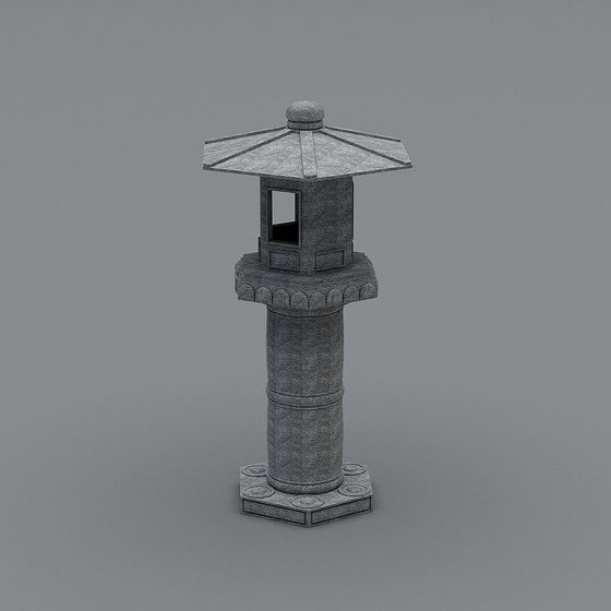 Authentic Japanese Stone Lantern 3D model