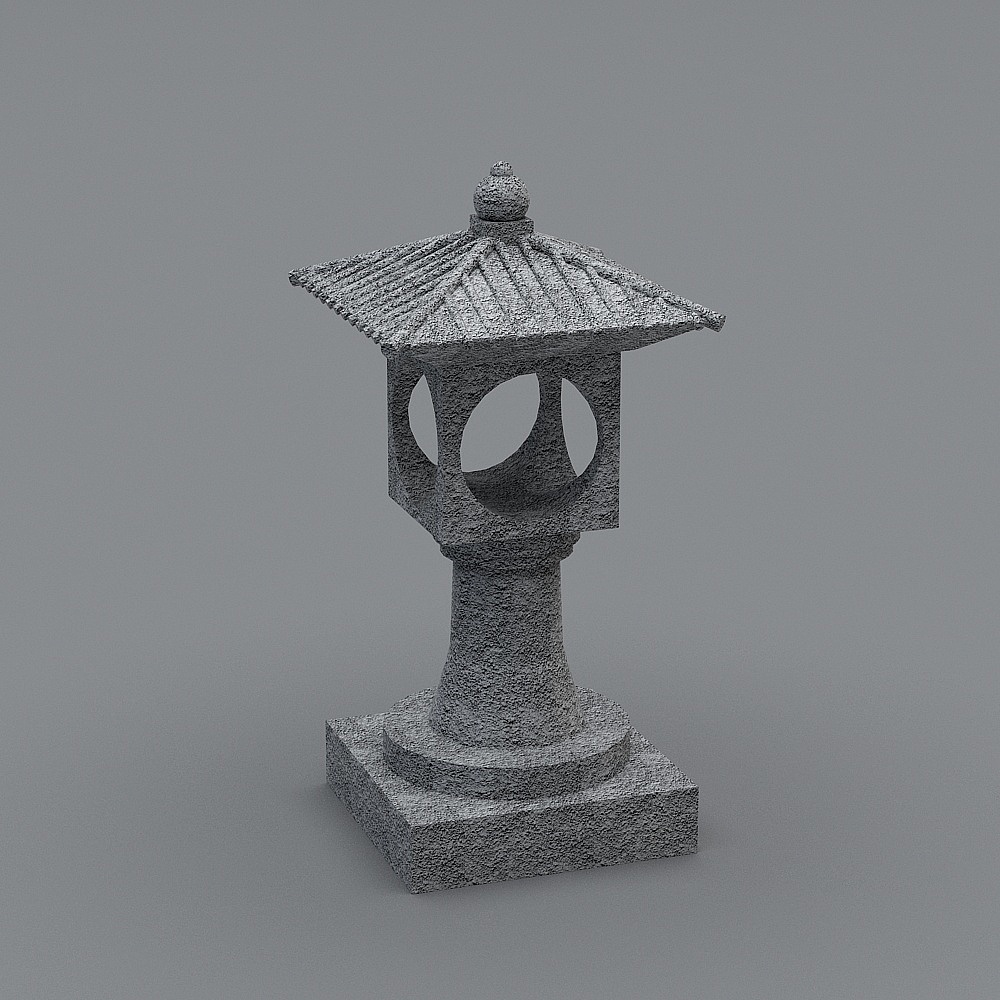 New Chinese style courtyard landscape sketch 7-stone pillar lamp