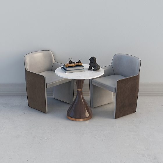 Contemporary Meeting Table and Chairs 3D model