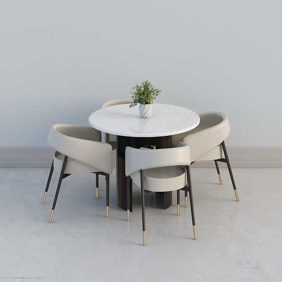 Urban Living Room Dining Table and Chair Set 3D model