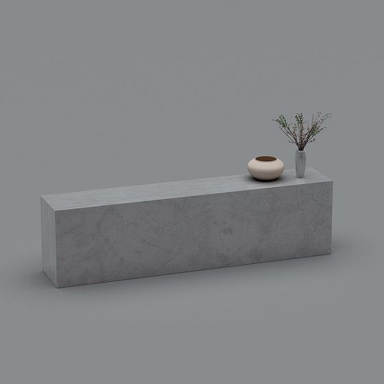 Elegant Concrete Bench 3D model for Diverse Spaces