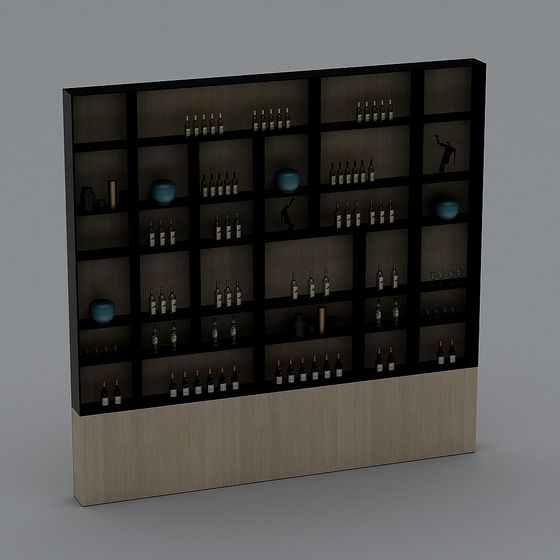 Stylish Low-Poly Bar Display Cabinet 3D model