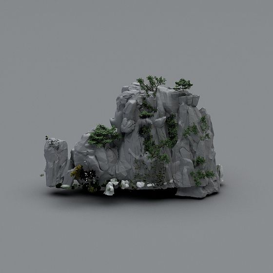 Low Poly Rock Mountain Peak 3D Model