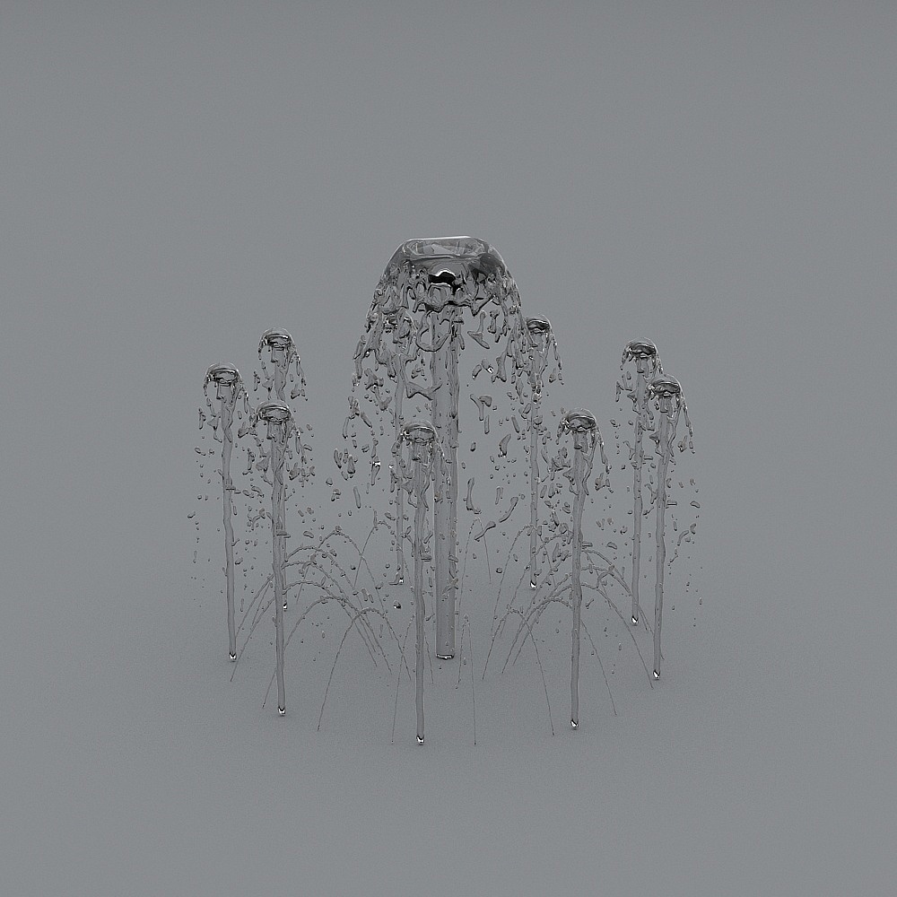 Crystal Fountain Low-Poly 3D Model