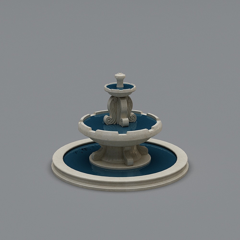 Elegant Fountain 3D Model for Tranquil Gardens