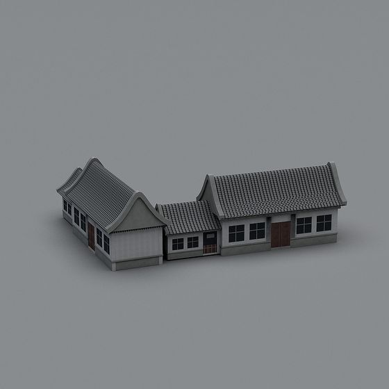Oriental Style Low-Poly Courtyard 3D model