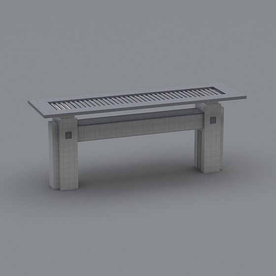 Urban Bench Low-Poly 3D model