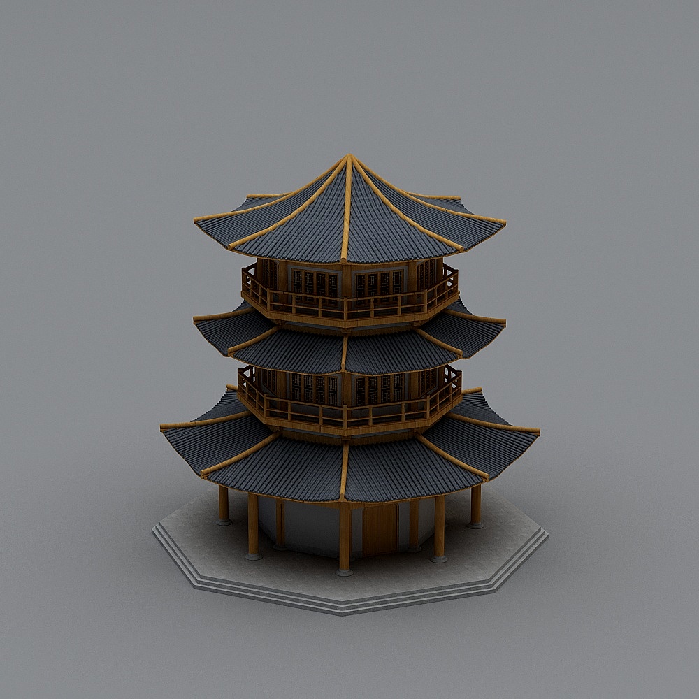 East Asian Ancient Tower 3D model