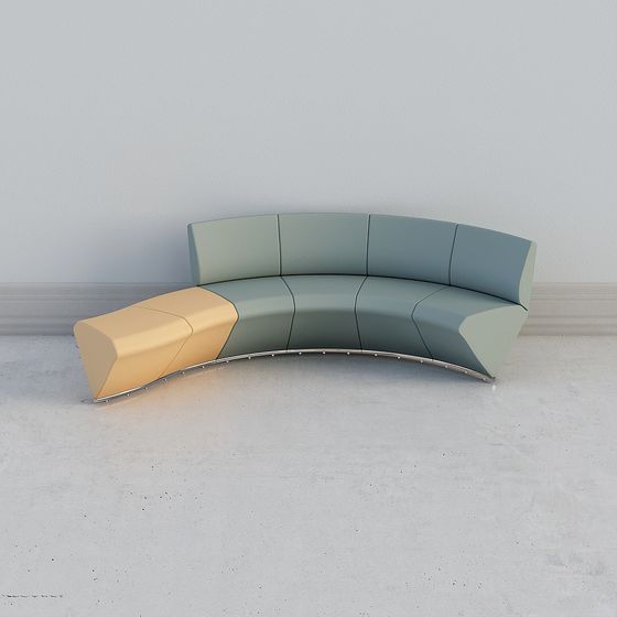 Modern Stitched Sofa 3D Model in Gray and Brown
